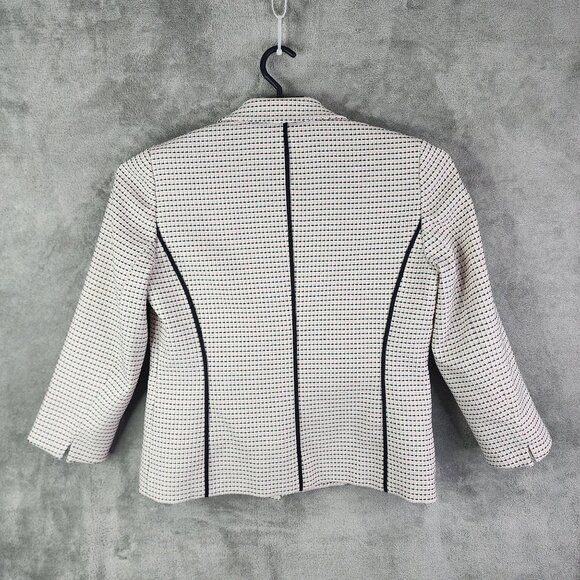 Womens Kasper Tweed Blazer Jacket Pink Black White Print 2 Button Size 8 - Picture 8 of 11